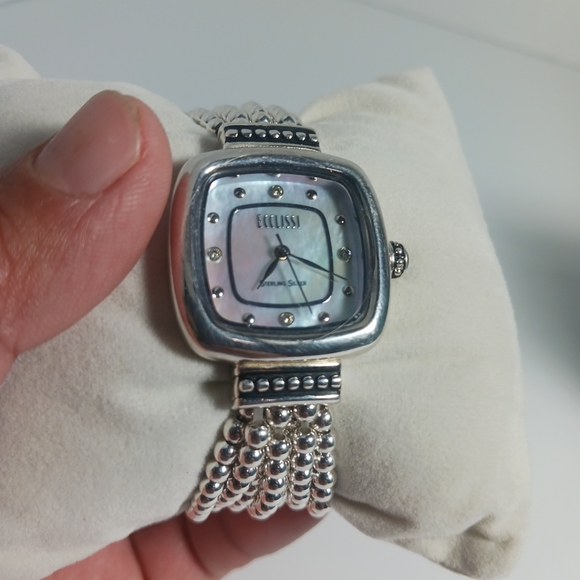 Ecclissi Beaded Stretch Watch 7-1/4" Sterling Silver - Picture 5 of 16